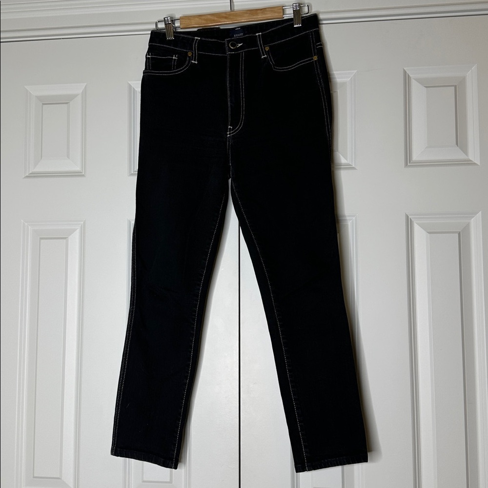 khaite vanessa jeans black with white stitching Sz29